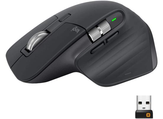 Logitech MX Master 3 Advanced Wireless (Bluetooth & 2.4GHz), Up To 4000DPI, APP-Specific Customization ,Ultra Quiet Mouse For Video Editing & Apps - Graphite
