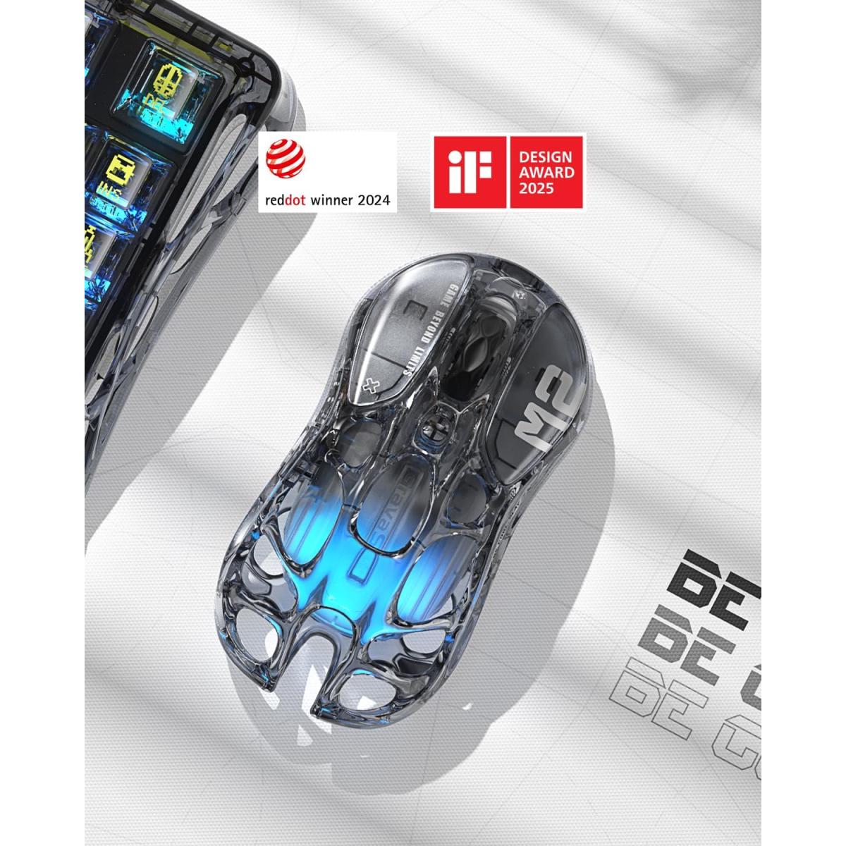 GravaStar Mercury M2 Wireless Gaming Mouse with 26,000 DPI, PAW3395DM Sensor -79g Lightweight -5 Programmable Buttons -5 Dynamic Lightsync RGB - Transparent Black GravaStar Mercury M2 Wireless Gaming Mouse with 26,000 DPI, PAW3395DM Sensor -79g Lightweight -5 Programmable Buttons -5 Dynamic Lightsync RGB - Transparent Black