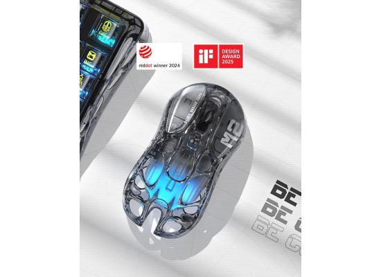 GravaStar Mercury M2 Wireless Gaming Mouse with 26,000 DPI, PAW3395DM Sensor -79g Lightweight -5 Programmable Buttons -5 Dynamic Lightsync RGB - Transparent Black