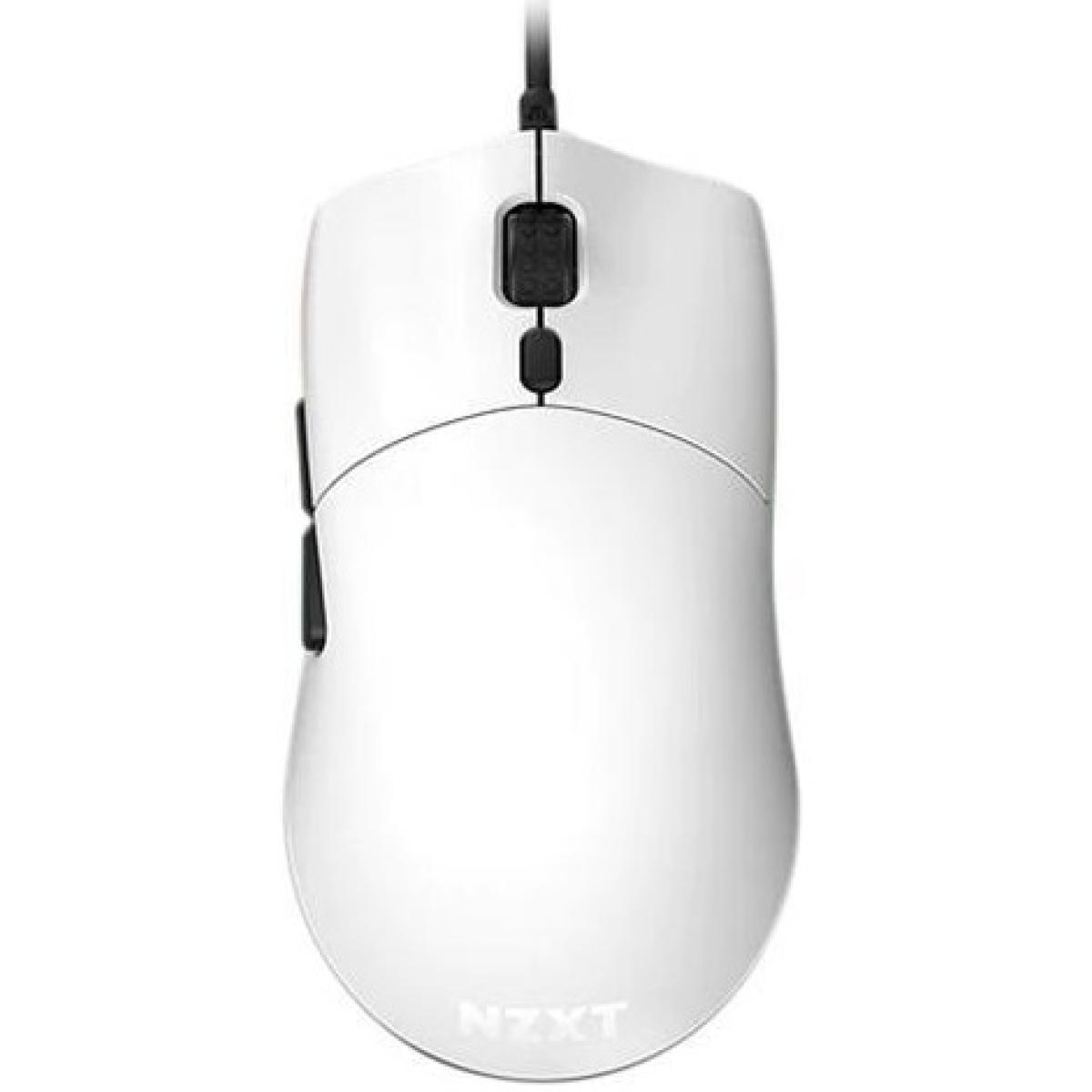 NZXT Lift Lightweight Ambidextrous RGB Optical Mouse 16K DPI, 67g w/ Omron Mechanical Switches & Low-Drag Cable -White