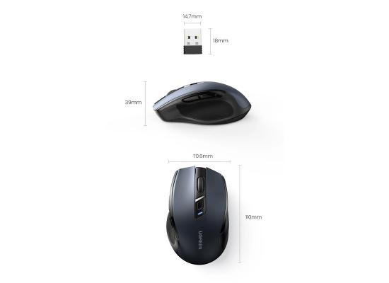 UGREEN Ergonomic Wireless Mouse 2.4 GHz, 10m/32f, 400DPI  (Black)