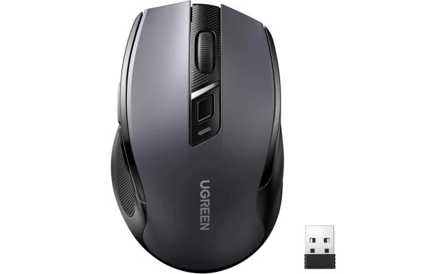 UGREEN Ergonomic Wireless Mouse 2.4 GHz, 10m/32f, 400DPI  (Black)