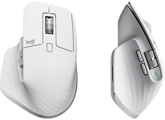 Logitech MX Master 3S Performance Wireless (Bluetooth & 2.4GHz Logi Bolt USB) Up To 8000DPI, Countless Customization ,Ultra Quiet Mouse - Pale Grey