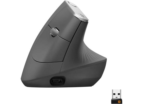 Logitech MX Vertical Wireless Mouse – Ergonomic Design Reduces Muscle Strain, Windows and Apple Computers, Graphite