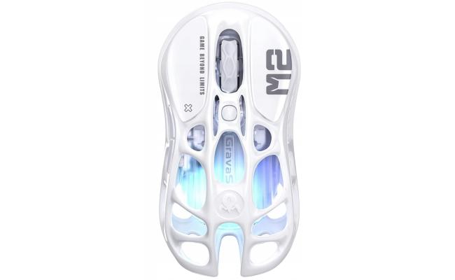 GravaStar Mercury M2 Gaming Mouse With 26,000 DPI, PAW3395 Sensor, 5 customizable buttons with macro support, Opaline White hollow structure. GravaStar Mercury M2 Gaming Mouse With 26,000 DPI, PAW3395 Sensor, 5 customizable buttons with macro support, Opaline White hollow structure.
