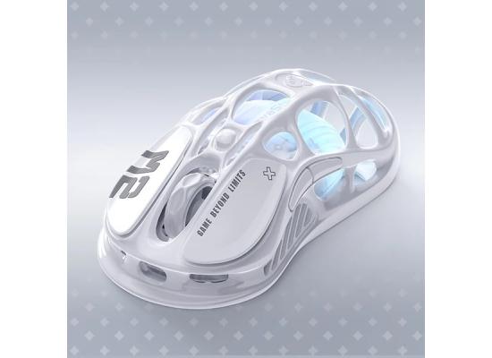 GravaStar Mercury M2 Gaming Mouse With 26,000 DPI, PAW3395 Sensor, 5 customizable buttons with macro support, Opaline White hollow structure.