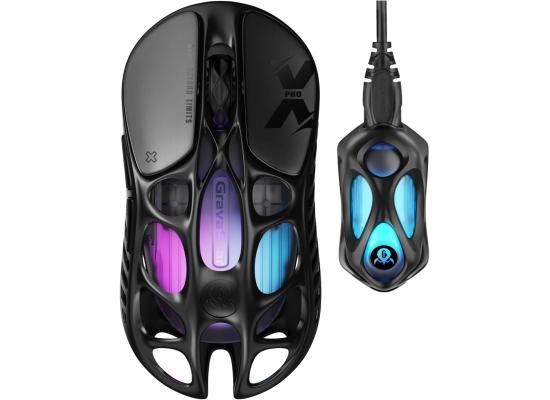 GravaStar Mercury X Pro Wireless Gaming Mouse, Come with 8K Dongle – 32,000 DPI PAW 3950 Sensor, 8,000Hz Polling Rate, Only 49g, Magnesium Alloy Hollow Frame, RGB Lighting, 5 Programmable Buttons
