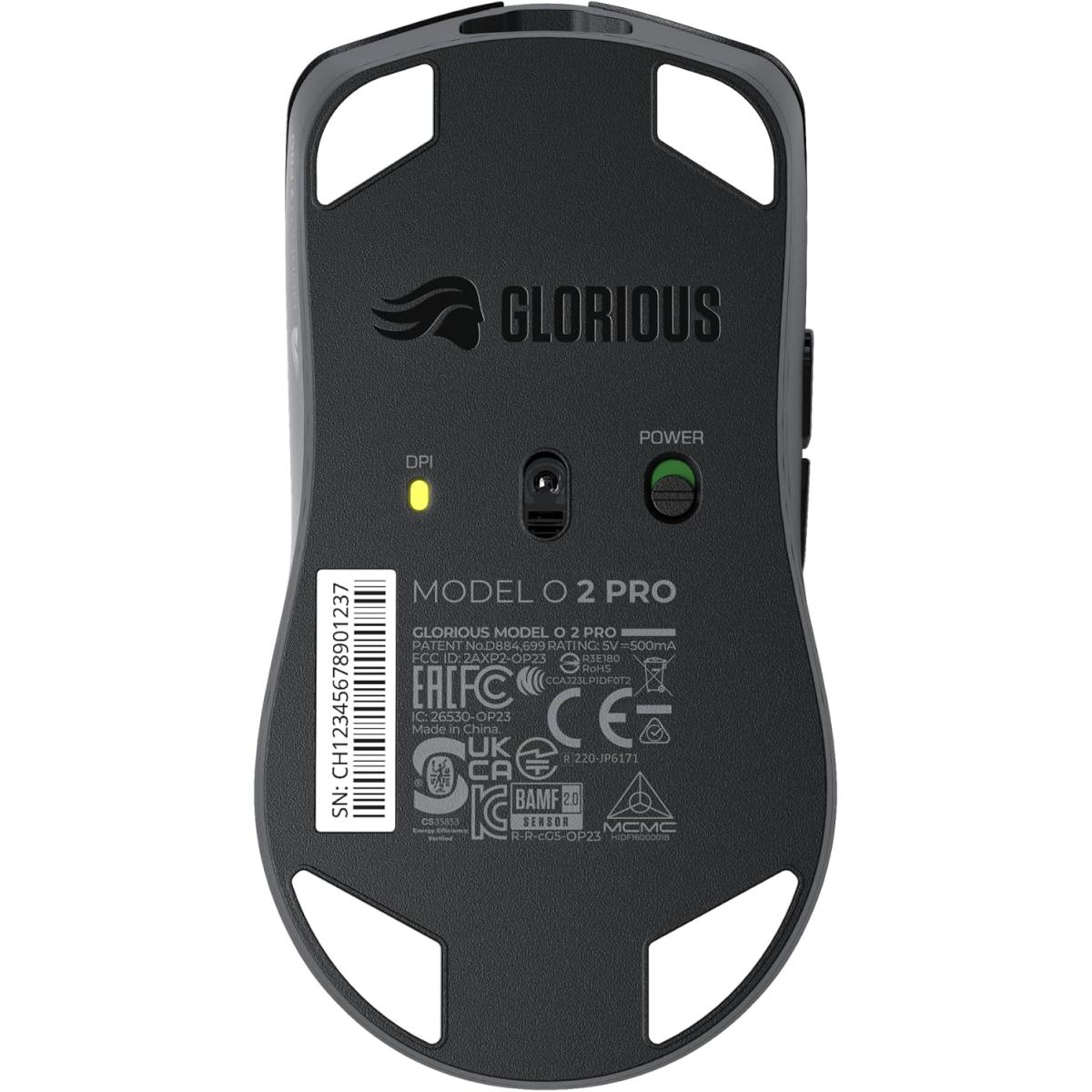 Glorious Gaming Model O 2 PRO Wireless Gaming Mouse - 2.4GHz Wireless 1ms delay, 100M clicks, 57g Ultralight, Long Battery Life, 26K DPI BAMF 2.0 Sensor, Ambidextrous, 6 Buttons, PTFE Feet- Black