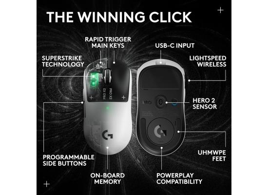 Logitech G PRO X2 SUPERSTRIKE Wireless Gaming Mouse: Customizable Haptic Rapid Trigger Magnetic Analog Switches, HITS Tecnology , TUNABLE ACTUATION,USB-C, 8K Polling, for PC/Mac - Lunar Eclipse.
