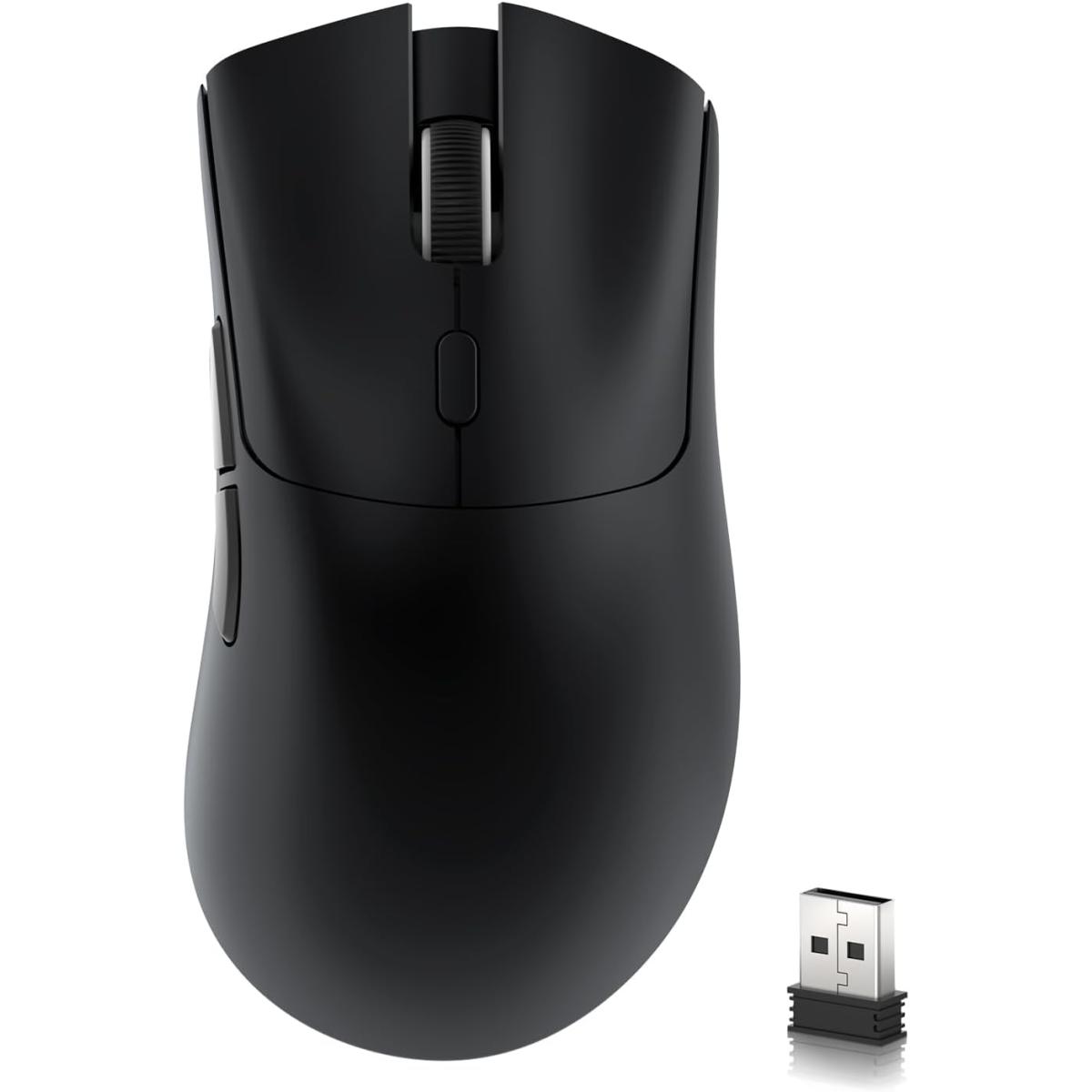 ATTACK SHARK R1 Wireless Gaming Mouse,Tri-Mode Connection (2.4G/Wired/BT5.2),55g Lightweight,18K DPI Optical Sensor,HUYU 20 Million Key Life,Ergonomic Design,for PC/Laptop/Win/Mac(Black)
