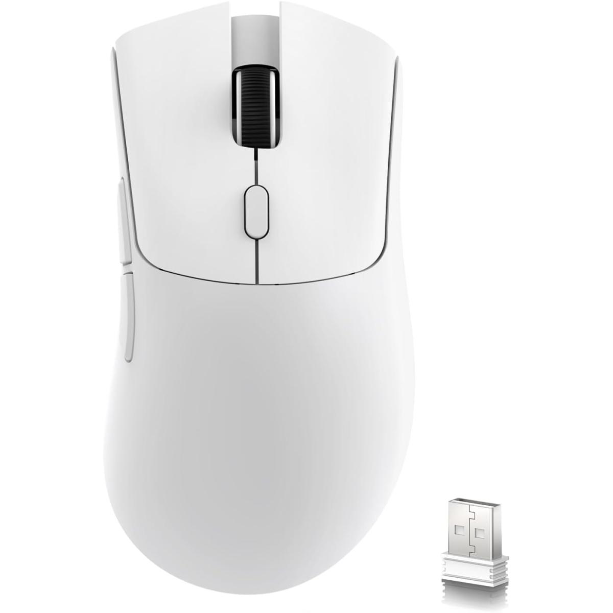 ATTACK SHARK R1 Wireless Gaming Mouse,Tri-Mode Connection (2.4G/Wired/BT5.2),55g Lightweight,18K DPI Optical Sensor,HUYU 20 Million Key Life,Ergonomic Design,for PC/Laptop/Win/Mac(White)