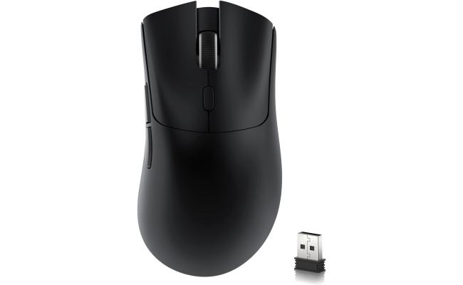 ATTACK SHARK R1 Wireless Gaming Mouse,Tri-Mode Connection (2.4G/Wired/BT5.2),55g Lightweight,18K DPI Optical Sensor,HUYU 20 Million Key Life,Ergonomic Design,for PC/Laptop/Win/Mac(Black)