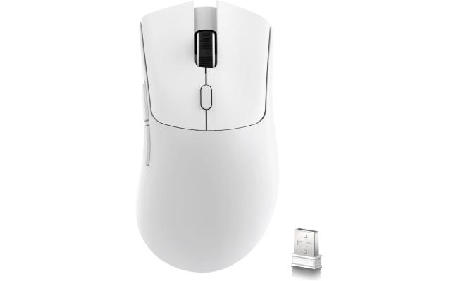 ATTACK SHARK R1 Wireless Gaming Mouse,Tri-Mode Connection (2.4G/Wired/BT5.2),55g Lightweight,18K DPI Optical Sensor,HUYU 20 Million Key Life,Ergonomic Design,for PC/Laptop/Win/Mac(White)