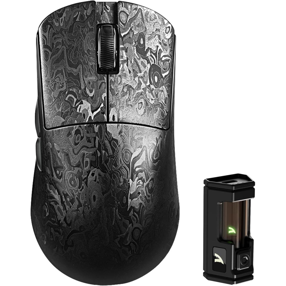 ATTACK SHARK R11 Ultra 8KHz Carbon Fiber Wireless Gaming Mouse,PAW3950 MAX Sensor,49g Ultra-Lightweight,Nordic 52840 MCU Chip,42000 DPI,Wired/BT/2.4GHz Wirelss Programmable Mouse for PC/Mac, (Forged Black)