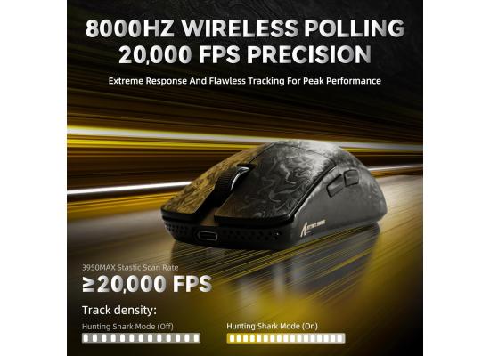 ATTACK SHARK R11 Ultra 8K Carbon Fiber Wireless Gaming Mouse,PAW3950 MAX Sensor,49g Ultra-Lightweight,Nordic 52840 MCU Chip,42000 DPI,Wired/BT/2.4GHz Wirelss Programmable Mouse for PC/Mac, (Forged Black)