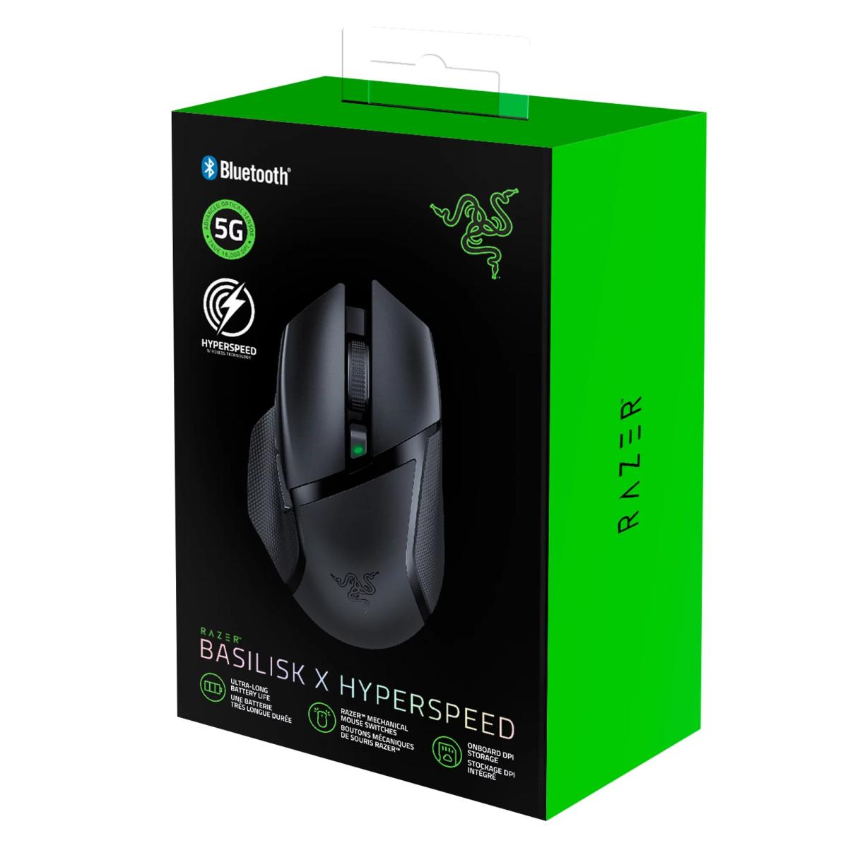 RAZER BASILISK X Hyperspeed Wireless Dual Mode (BT & 2.4GHz) 5G Advanced Optical Sensor Gaming Mouse 16K DPI w/ Mechanical Switches & Ultra-Long Battery Life - Black