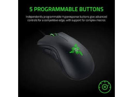 Razer DeathAdder Wired Essential Gaming Mouse 6400 DPI Optical Sensor 5 Programmable Buttons Mechanical Switches Rubber Side Grips-Black