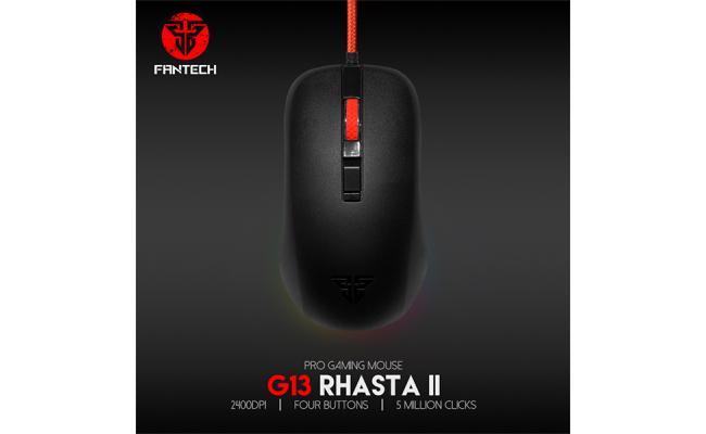 Fantech RHASTA II G13 Wired RGB Gaming Mouse, 2400 DPI, Braided USB Cable,125Hz Polling Rate, Advanced Optical Gaming Sensor