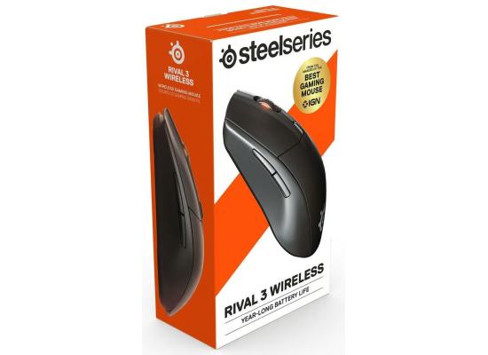 SteelSeries Rival 3 Wireless (Dual Connectivity 2.4GHz & BT.5) Ultra-low latency Gaming Mouse 18000 DPI w/ Optical TrueMove Air Sensor (2x AAA Batteries)