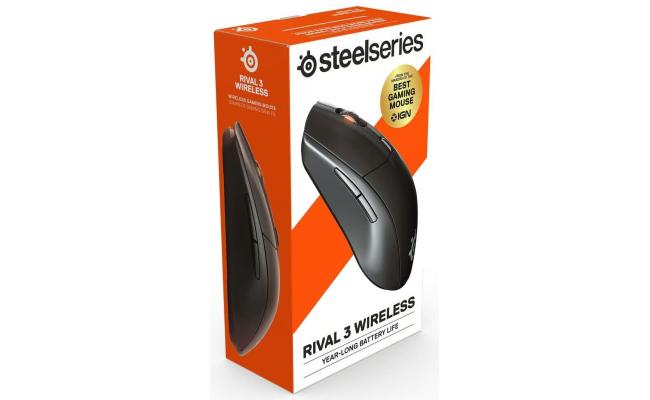 SteelSeries Rival 3 Wireless (Dual Connectivity 2.4GHz & BT.5) Ultra-low latency Gaming Mouse 18000 DPI w/ Optical TrueMove Air Sensor (2x AAA Batteries)