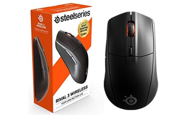 SteelSeries Rival 3 Wireless (Dual Connectivity 2.4GHz & BT.5) Ultra-low latency Gaming Mouse 18K DPI w/ Optical TrueMove Air Sensor (2x AAA Batteries)
