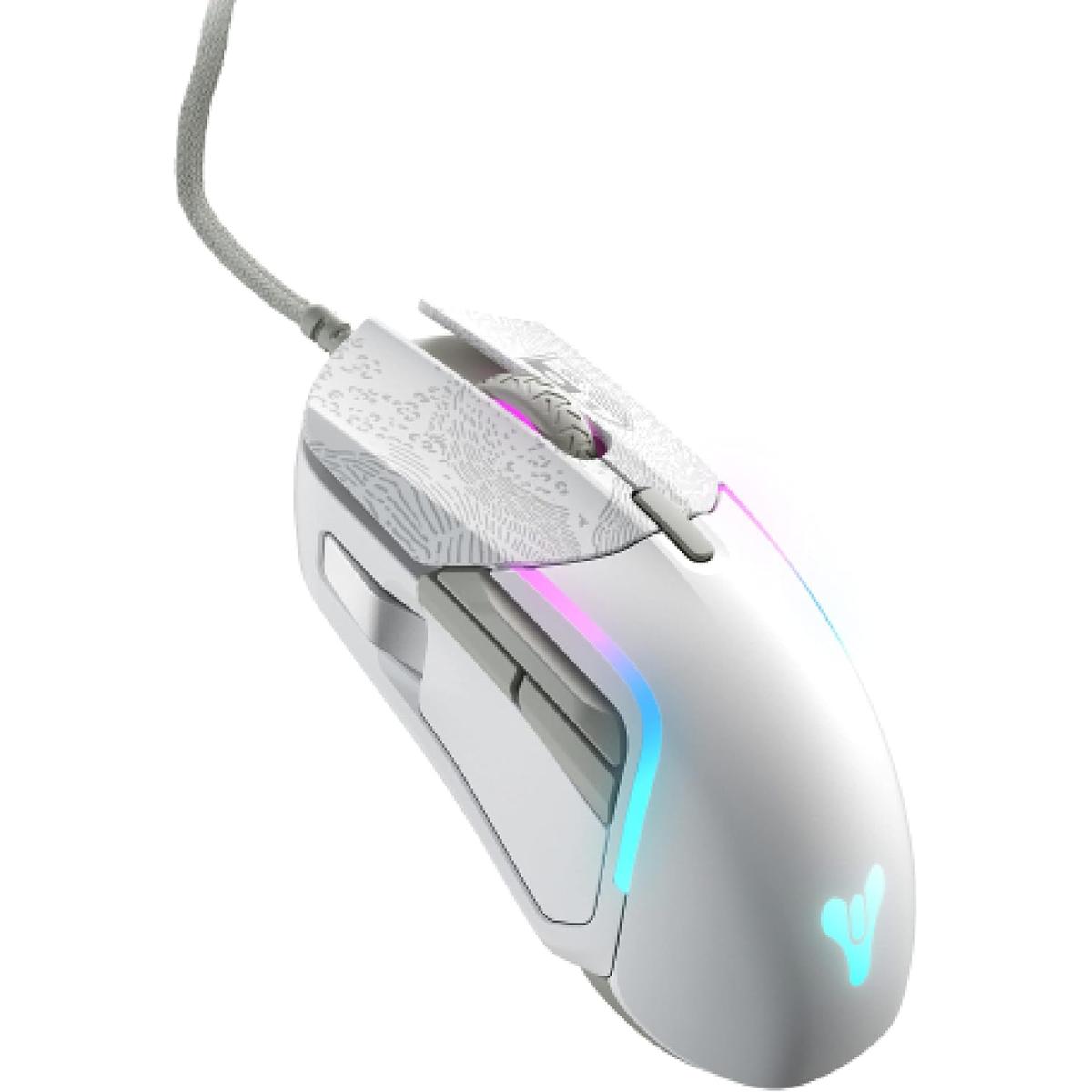 SteelSeries Rival 5 Destiny 2 Limited Edition Wired Prism RGB Lighting TrueMove Optical Sensor Ergonomic Gaming Mouse, 18000 CPI, Golden Micro IP54 Switches