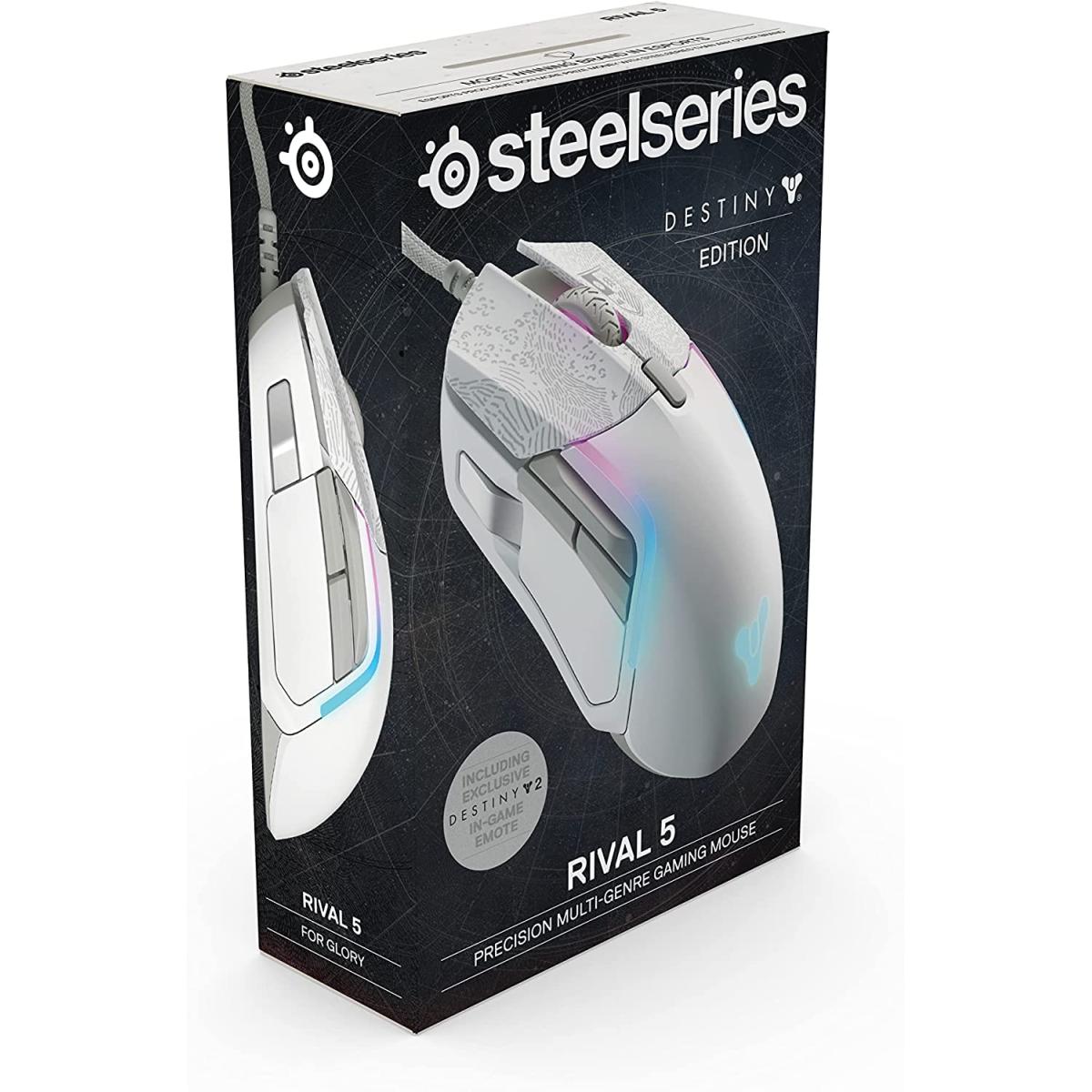 SteelSeries Rival 5 Destiny 2 Limited Edition Wired Prism RGB Lighting TrueMove Optical Sensor Ergonomic Gaming Mouse, 18000 CPI, Golden Micro IP54 Switches