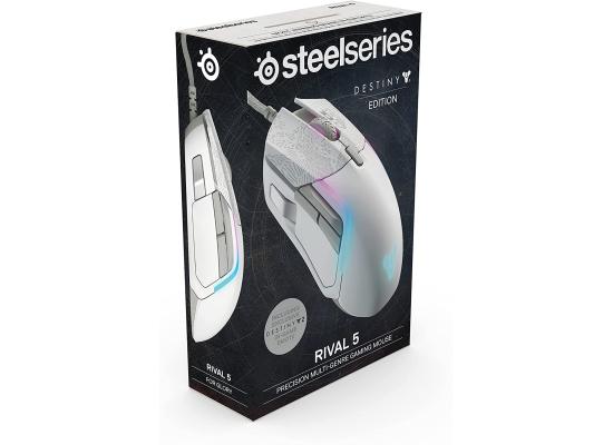 SteelSeries Rival 5 Destiny 2 Limited Edition Wired Prism RGB Lighting TrueMove Optical Sensor Ergonomic Gaming Mouse, 18000 CPI, Golden Micro IP54 Switches