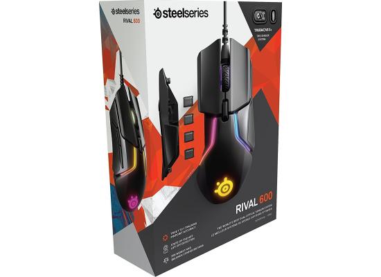 SteelSeries Rival 600 TrueMove3+ Optical Sensor, Precision Esports Wired RGB Gaming Mouse w/ Dual Sensor 12000 CPI, Customizable Weight Up To 128 g 
