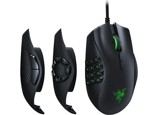 Razer Naga Trinity Wired Gaming Mouse 16K DPI Optical Mechanical Switch Chroma RGB Lighting w/ 9 / 14 / 19 Programmable Buttons-Black