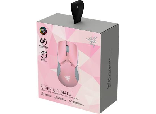 Razer Viper Ultimate w/ Charging Dock Ambidextrous HyperSpeed Wireless Gaming Mouse 20K DPI Optical Switch 70 Hours of Battery Chroma RGB Lighting w/ 8 Programmable Buttons - Quartz