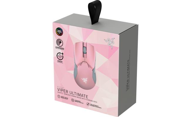Razer Viper Ultimate w/ Charging Dock Ambidextrous HyperSpeed Wireless Gaming Mouse 20K DPI Optical Switch 70 Hours of Battery Chroma RGB Lighting w/ 8 Programmable Buttons - Quartz