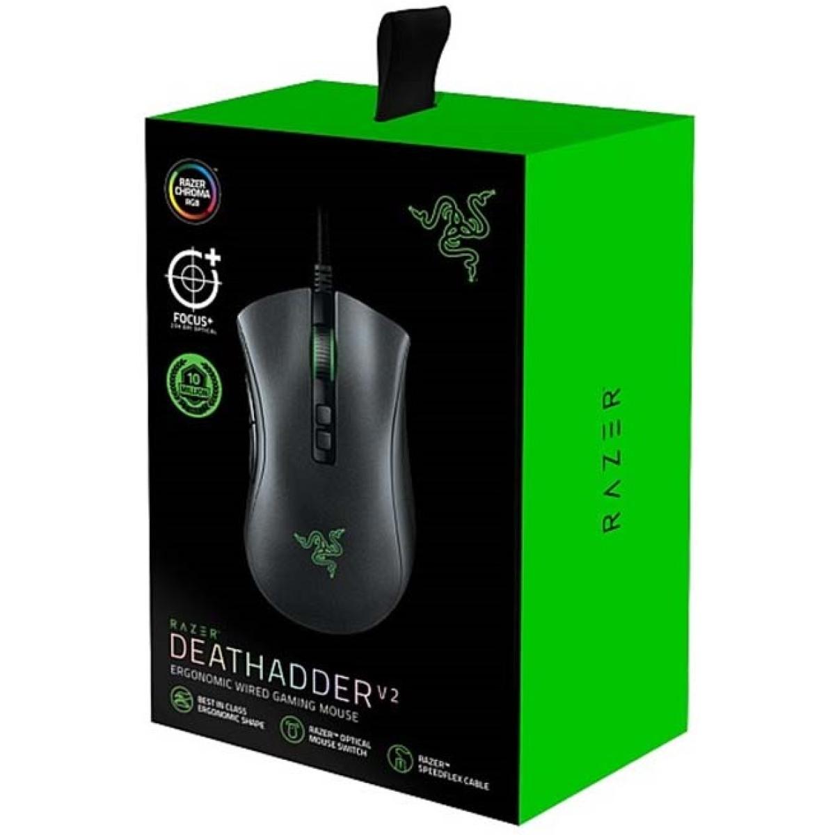 Razer DeathAdder V2 Wired Gaming Mouse 20K DPI Optical Sensor Fastest Switch Chroma RGB Lighting 8 Programmable Buttons-Black