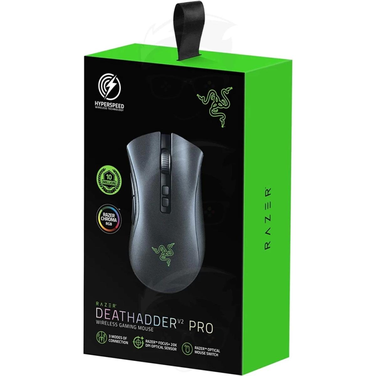 Razer DeathAdder V2 PRO Wireless (3 Connection Types) Gaming Mouse 20K DPI 2nd Gen Optical Switch 70 Hours of Battery Chroma RGB Lighting w/ 8 Programmable Buttons-Black