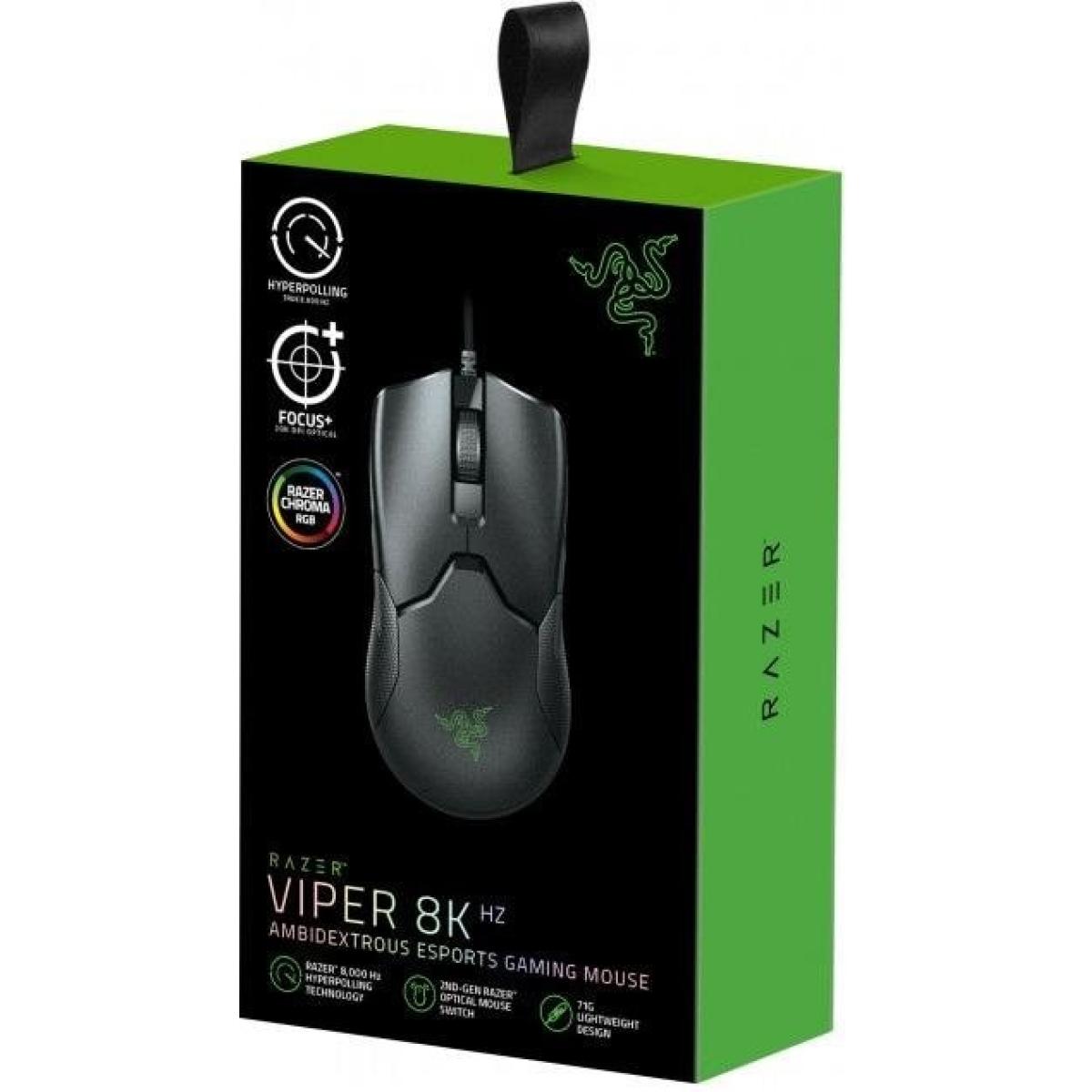 Razer Viper 8KHz (8000Hz HyperPolling Rate) LightWeight Wired Gaming Mouse 20K DPI Optical Sensor Fastest Switch Chroma RGB Lighting 8 Programmable Buttons-Black