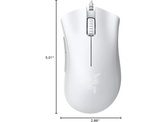 Razer DeathAdder Wired Essential Gaming Mouse 6400 DPI Optical Sensor 5 Programmable Buttons Mechanical Switches Rubber Side Grips-White