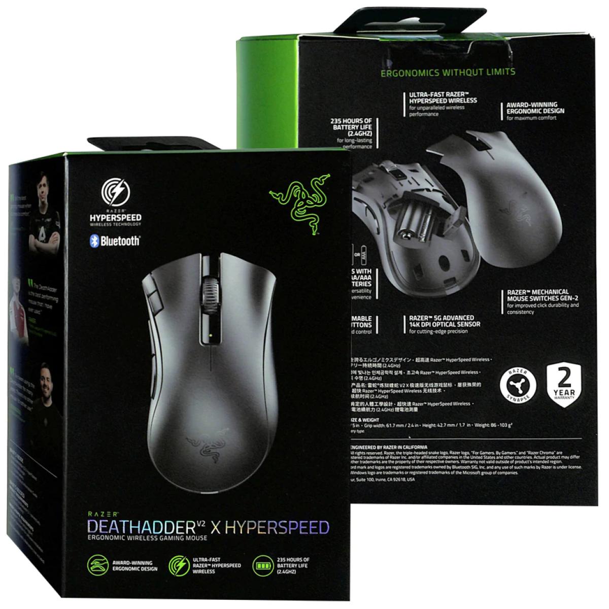 Razer DeathAdder V2 X HyperSpeed Wireless (2.4GHz) Gaming Mouse 14K DPI Optical Sensor Mechanical Switch 235 Hours of Battery w/ 7 Programmable Buttons-Black