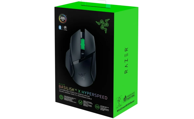 Razer Basilisk V3 X HyperSpeed Chroma RGB Wireless+Bluetooth Gaming Mouse, 7 Programmable Buttons, HyperSpeed Wireless, 5G Advanced 18K Optical Sensor - Black