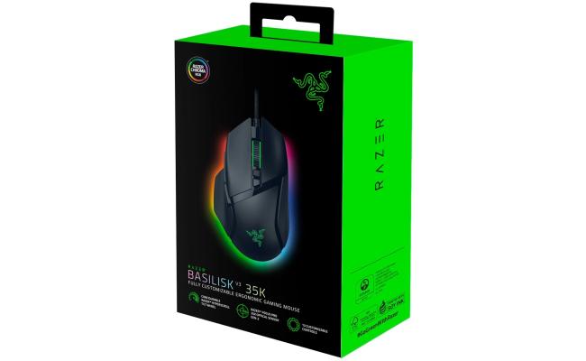 Razer Basilisk V3 35K Chroma RGB Wired Gaming Mouse, 13 Customizable Controls, HyperScroll Tilt Wheel, 35K Optical Sensor - Black