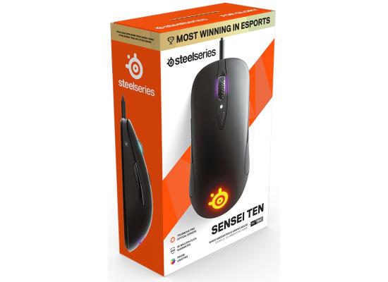 SteelSeries Sensei Ten RGB TrueMove Pro Optical Sensor Wired Gaming Mouse,18000 DPI , Ambidextrous, 8 Programmable Buttons