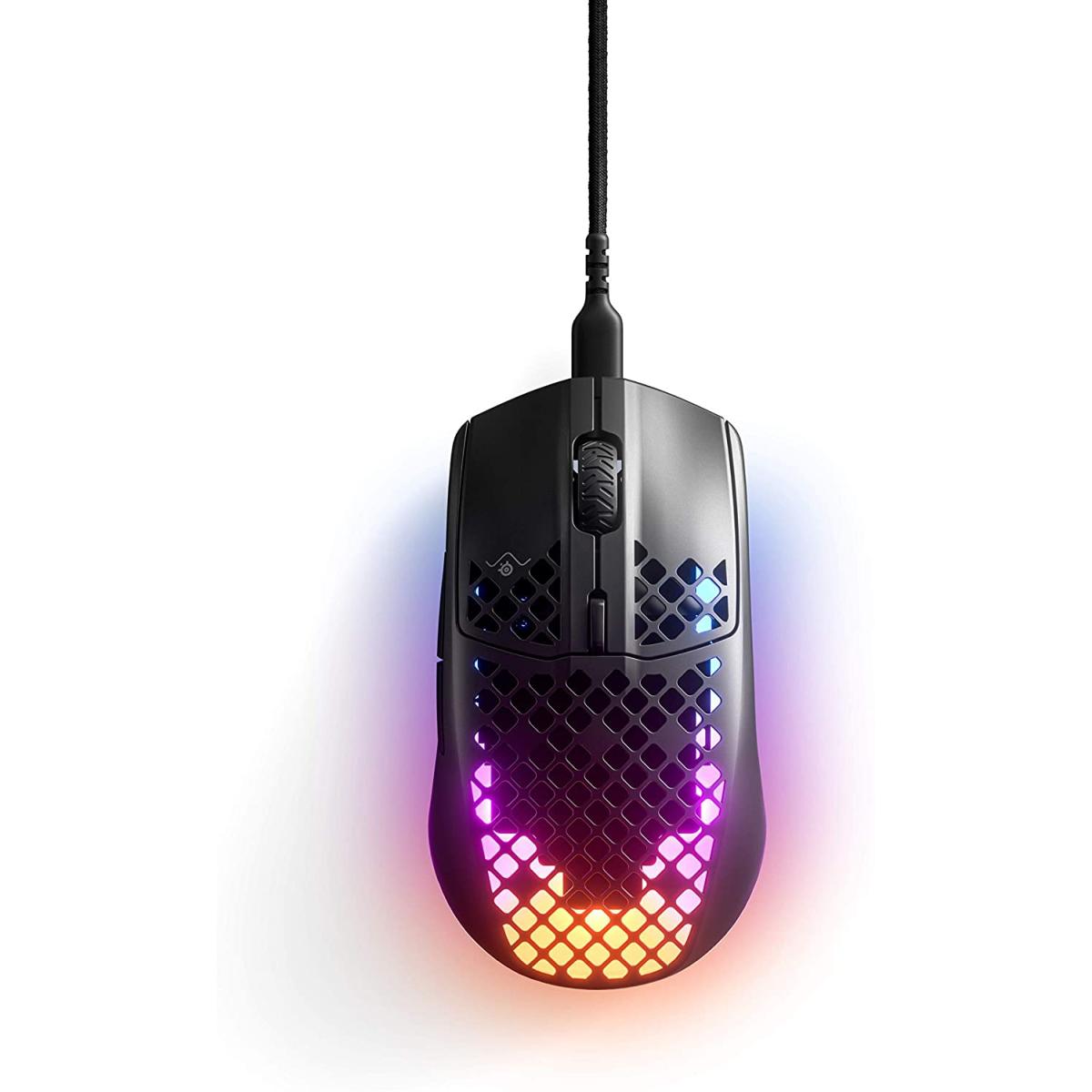 SteelSeries Aerox 3 57g Ultra LightWeight & Water Resistant Gaming Mouse With Universal USB-C connectivity ,500 CPI TrueMove Core Optical Sensor-Matte Black