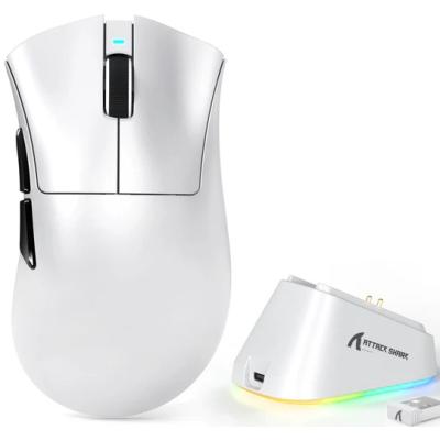 ATTACK SHARK V3 Pro Ultra-Light Wireless Gaming Mouse,PAW3311 Sensor, 500mAh, 62g, 25KDPI 2.4G/BT/USB-C Rechargeable Wireless Mouse with 5 Programmable Buttons for Laptop,PC,Mac Gamer (White)