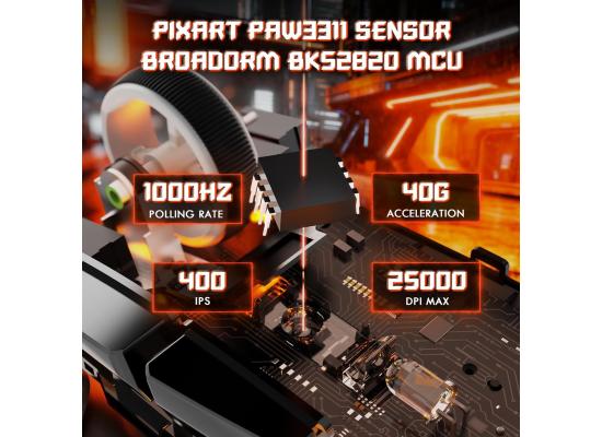 ATTACK SHARK V6 65g Wireless Gaming Mouse with RGB Magnetic Charging Dock,BT/2.4GHz Wireless/Wired Mouse 1K Polling,PixArt PAW3311 Sensor,25000DPI,Office Gamer Mice for PC/Win/Mac(Black)