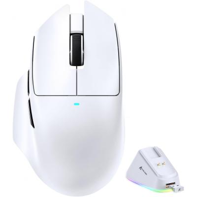 ATTACK SHARK V6 65g Wireless Gaming Mouse with RGB Magnetic Charging Dock, BT/2.4G Wireless/Wired Mouse 1K Polling, PixArt PAW3311 Sensor, 25K DPI, Programmable Gamer Mice for PC/Win/Mac (White)