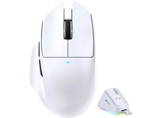 ATTACK SHARK V6 65g Wireless Gaming Mouse with RGB Magnetic Charging Dock, BT/2.4G Wireless/Wired Mouse 1K Polling, PixArt PAW3311 Sensor, 25K DPI, Programmable Gamer Mice for PC/Win/Mac (White)