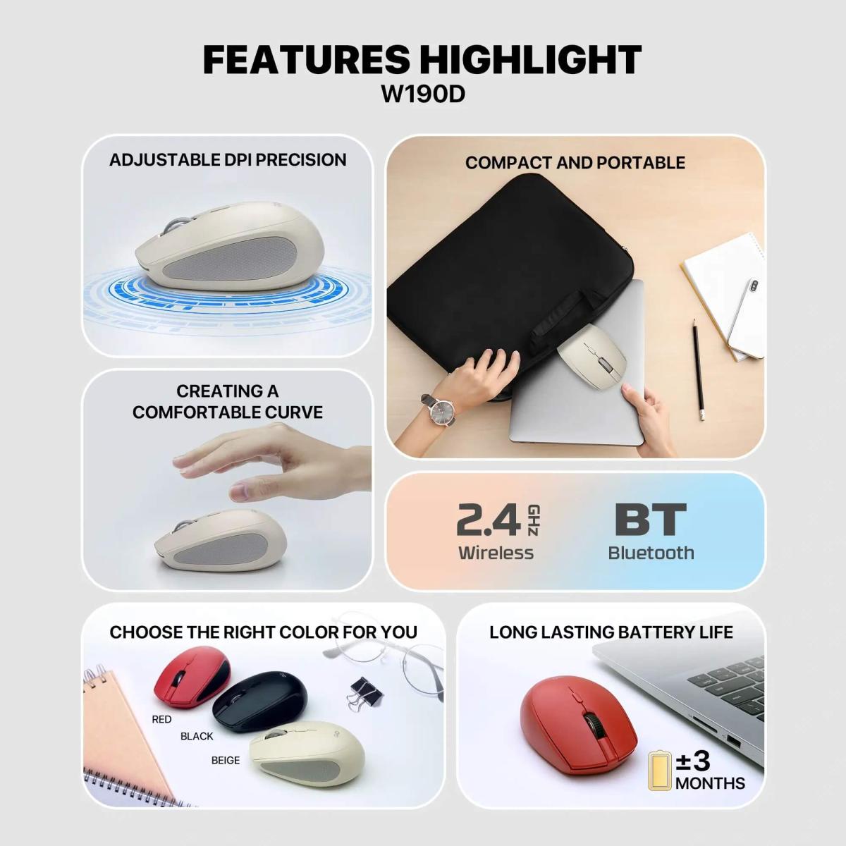 FANTECH W193D GO Dual Mode Wireless Mouse Black