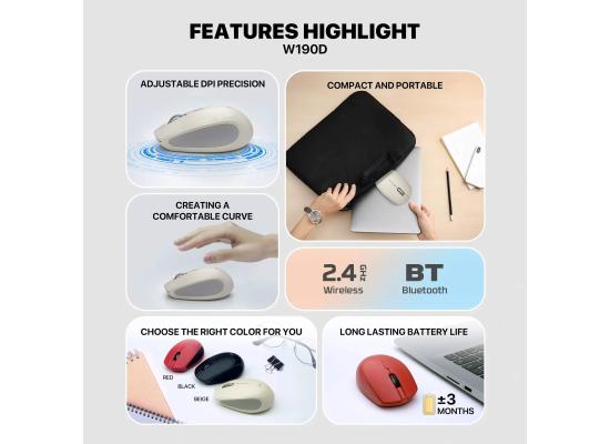 FANTECH W193D GO Dual Mode Wireless Mouse Black