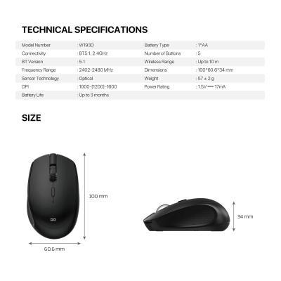 FANTECH W193D GO Dual Mode Wireless Mouse Black