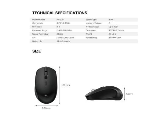 FANTECH W193D GO Dual Mode Wireless Mouse Black