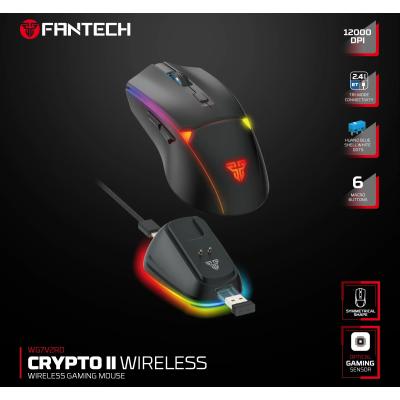 Fantech WG7V2RD CRYPTO II Wireless Gaming Mouse, Up to 70 Hours Playtime, ideal for precise control and fast reactions - Black